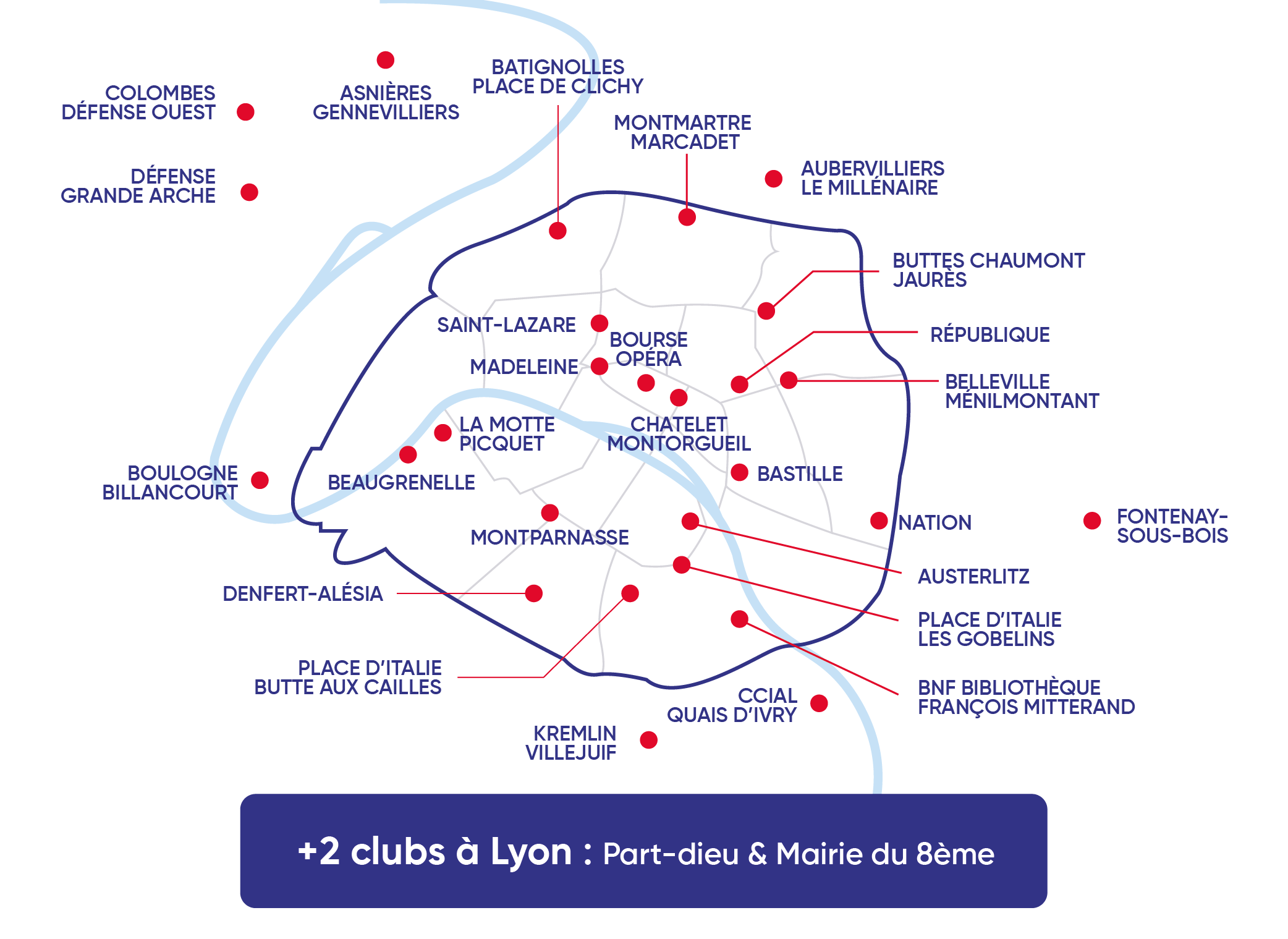 Carte des clubs Neoness en France