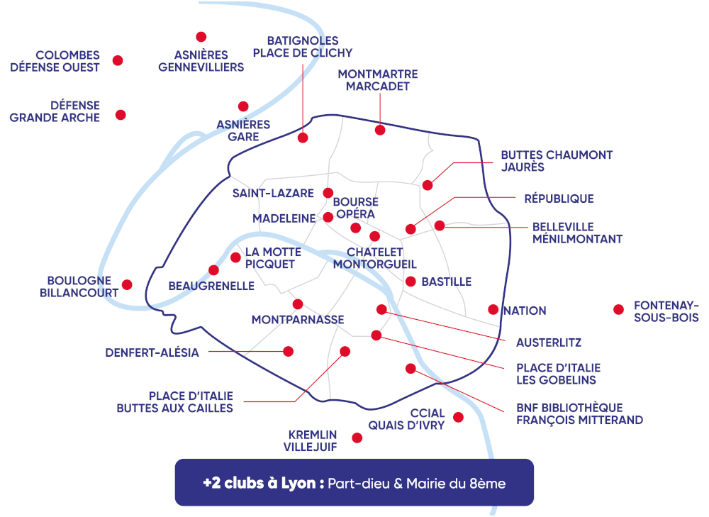 Carte des clubs Neoness en France